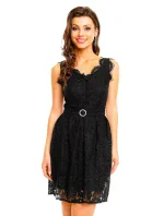 Spoločenské šaty MAYAADI Deluxe krajkové s opaskom čierne - Čierna - MAYAADI Spoločenské šaty MAYAADI Deluxe krajkové s opaskom čierne - Čierna - MAYAADI