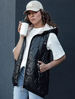 Dámska prešívaná vesta s kapucňou COLINE čierna FashionStreet TY4462