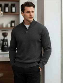 Pánský svetr se stojáčkem grafitový model 21995591 - Dstreet