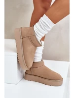 Dámské semišové sněhule na platformě béžové model 21670427 - Boto