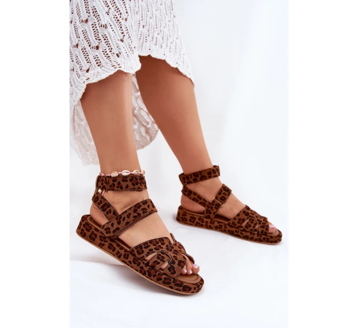 Sandały Damskie Z Rzepami Panterka Uvissa