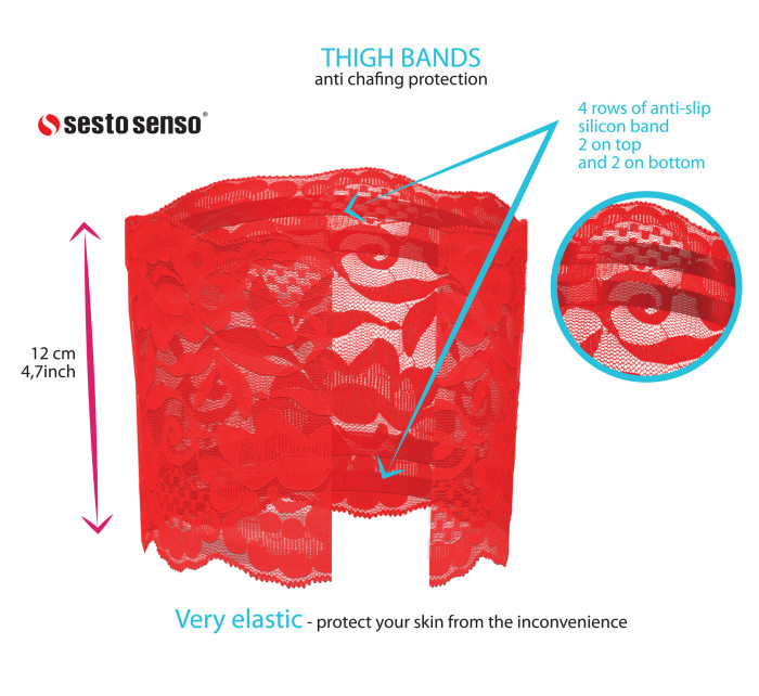 Sesto Senso Thigh Band Lace Červená