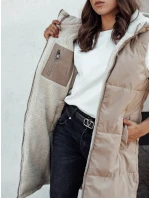 Dámská dlouhá prošívaná vesta s kapucí béžová Dstreet model 21980596 - FashionStreet