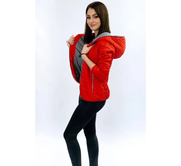 Oranžová dámska bunda s kapucňou (DL011) Oranžová dámska bunda s kapucňou (DL011)