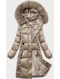 Béžová dámska prešívaná zimná bunda S'west (B8266-12)