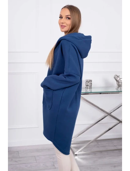 Zateplená mikina na zip s prodlouženým zadním model 18747786 džínovina - K-Fashion Zateplená mikina na zip s prodlouženým zadním model 18747786 džínovina - K-Fashion