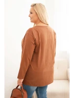 Dámske Plus veľkosť bavlnená blúzka okolo krku Camel