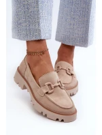 Dámské semišové mokasíny s ozdobou béžové D&A model 21660195 Béžové - S.Barski