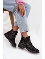 Botki Z Naturalnego Zamszu Na Niskim Obcasie D&A CR52-713 Czarno-Brązowe