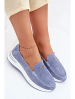 Dámské mokasíny z přírodního semiše modré model 22095022 - EVENTO