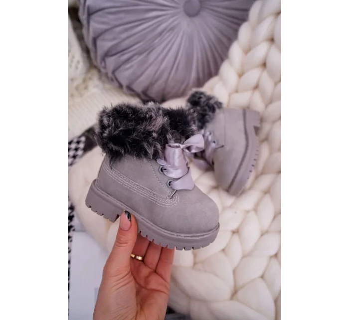 Dětské Kotníkové Boty Zateplené Šedé Tesoro