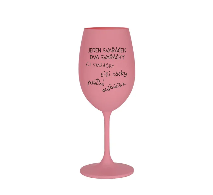 SVAŘÁČEK - růžová sklenice na víno 350 ml