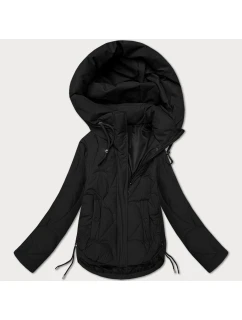 Černá prošívaná dámská bunda pro přechodné období s kapucí model 21389986 - S'WEST