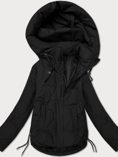 Čierna prešívaná dámska prechodná bunda s kapucňou S'West (B8297-1)