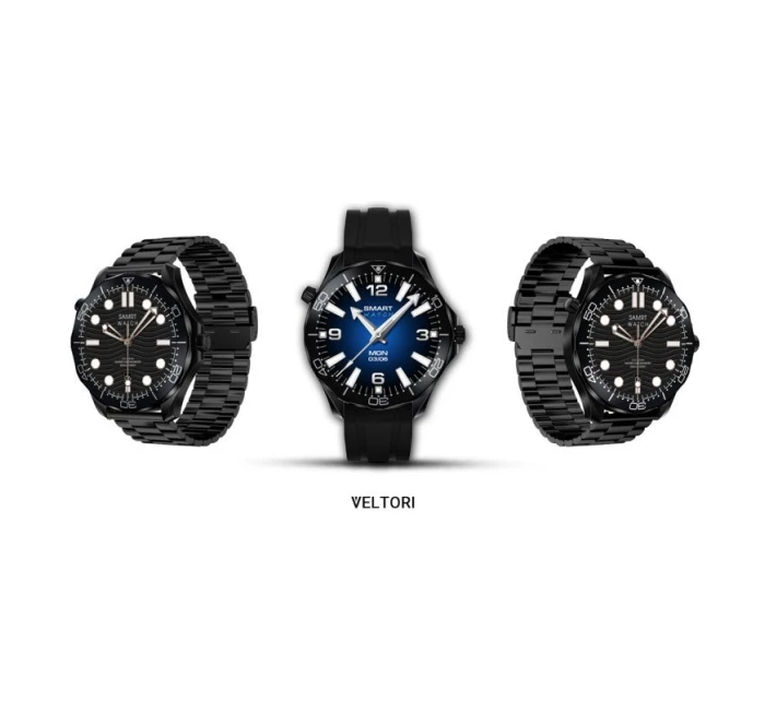 Černý silikonový řemínek + černý náramek model 21805557 - VELTORI