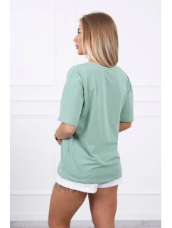 model 18746368 tmavě mátová halenka s potiskem - K-Fashion