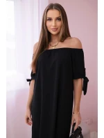 Šaty viazané na rukávy čierne Šaty viazané na rukávy čierne