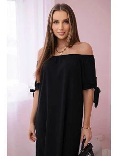 Šaty viazané na rukávy čierne