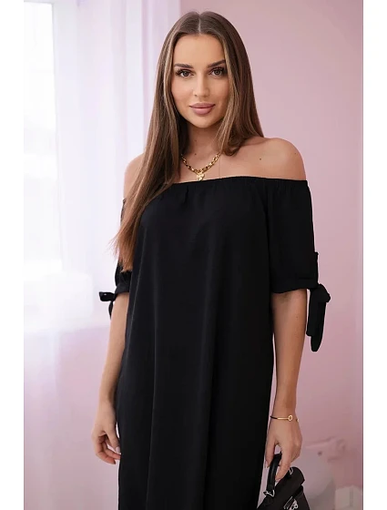 Šaty svázané na rukávech černé