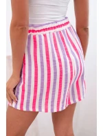 Dámské pruhované bavlněné šortky fialka