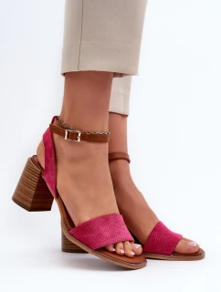 Sandały Damskie Na Słupku Z Eko Zamszu Fuksja Ronvia