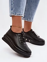 Dámska kožená semišová platforma s perforáciou Black Dalila