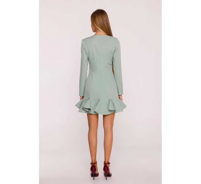 model 21296147 Šaty s volánkovým lemem mátové - Moe