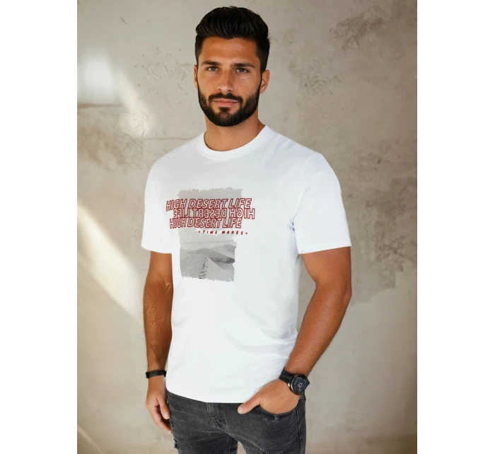 Pánské bílé tričko s potiskem Dstreet model 21975041 - FashionStreet Pánské bílé tričko s potiskem Dstreet model 21975041 - FashionStreet