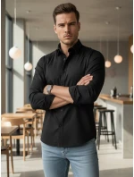 Pánská elegantní hladká černá košile SLIM FIT Dstreet model 21981604 - FashionStreet