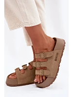 Dámské pantofle na masivní platformě s řemínky Big Star Béžové