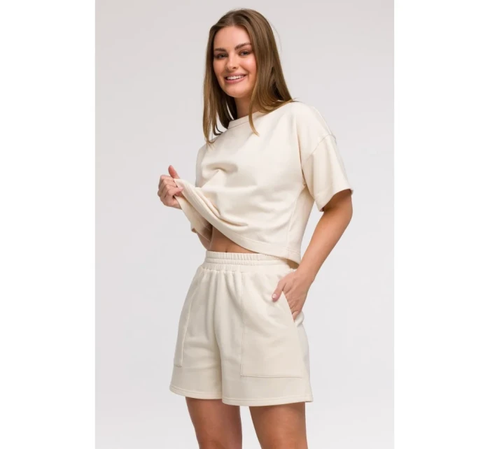 B295 Šortky s vreckami - vanilka
