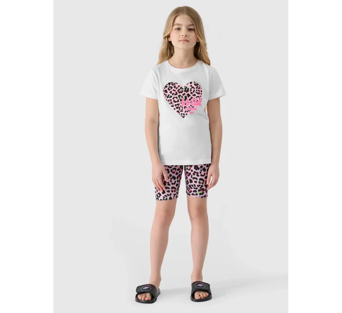 Dievčenské tričko s potlačou 4F - biele
