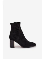 Dámske čižmy Amelisse - čierne, na podpätku, zateplené so zlatými detailmi