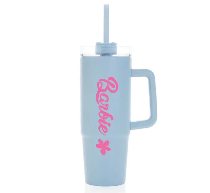 BARBIE - světle modrý cestovní hrnek s průhledným víčkem 900 ml