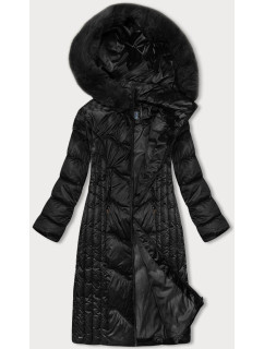 Čierna dlhá vypasovaná zimná bunda S'WEST (B8201-1)