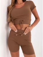 Hnedá dámska trojdielna základná súprava (7742)