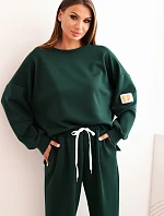 Dámska maslová súprava s voľnou mikinou a nohavicami s nápisom LOVE tmavozelená
