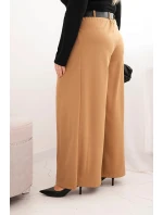 Dámske Plus veľkosť široké nohavice s opaskom Camel