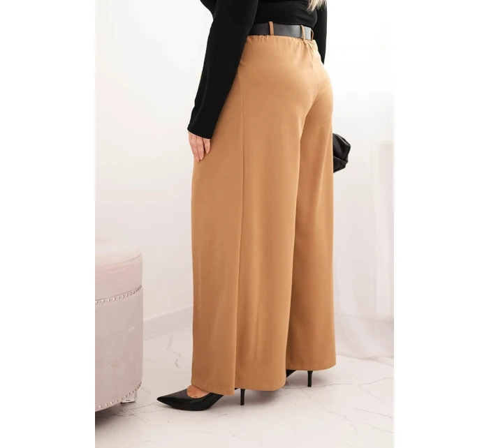 Dámske Plus veľkosť široké nohavice s opaskom Camel