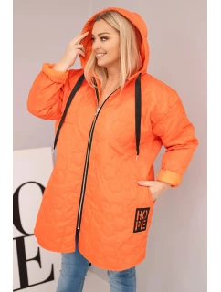 Dámska prešívaná bunda s kapucňou a HOPE Orange
