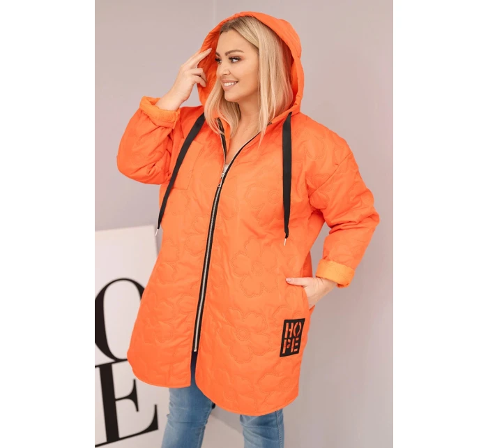 Dámska prešívaná bunda s kapucňou a HOPE Orange Dámska prešívaná bunda s kapucňou a HOPE Orange