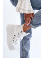 Zazoo 3416 Skórzane Damskie Buty Sportowe Białe