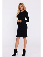 M821 Široké úpletové šaty so širokými rukávmi - čierne