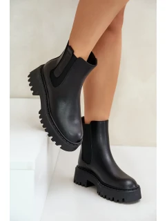 Dámska kožená zateplená členková obuv Big Star Chelsea - čierna