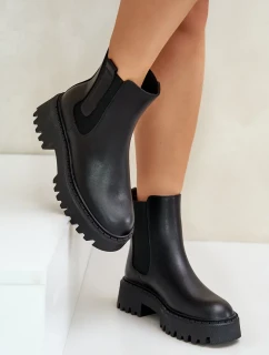 Kožené Zateplené Kotníkové Boty Chelsea Dámské Big Star Černé