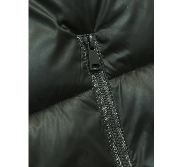 Krátká dámská vesta v khaki s kapucí  model 21903303 - Good looking