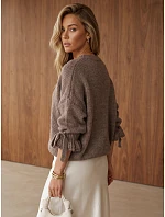 Dámsky oversize sveter v farbe mokka FashionStreet MY2571 Dámsky oversize sveter v farbe mokka FashionStreet MY2571