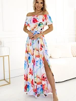 194-5 Dlhé letné šaty s kvetinovým pásom ?