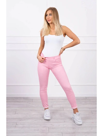 Kalhoty z džínoviny světle růžové barvy