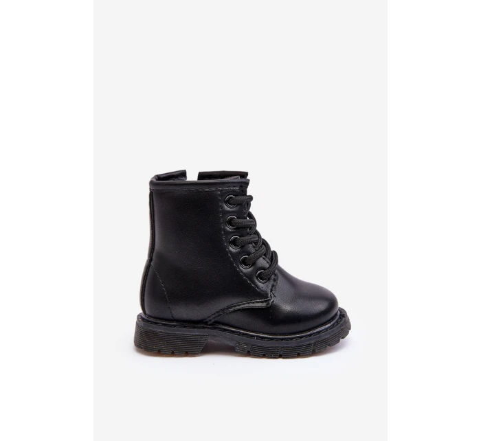 Dziecięce Botki Skórzane Z Suwakiem Czarne Omua Dziecięce Botki Skórzane Z Suwakiem Czarne Omua